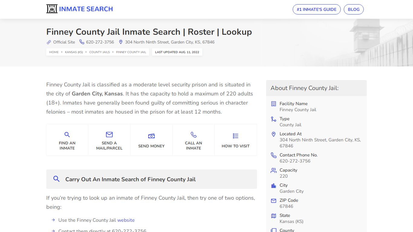 Finney County Jail Inmate Search | Roster | Lookup